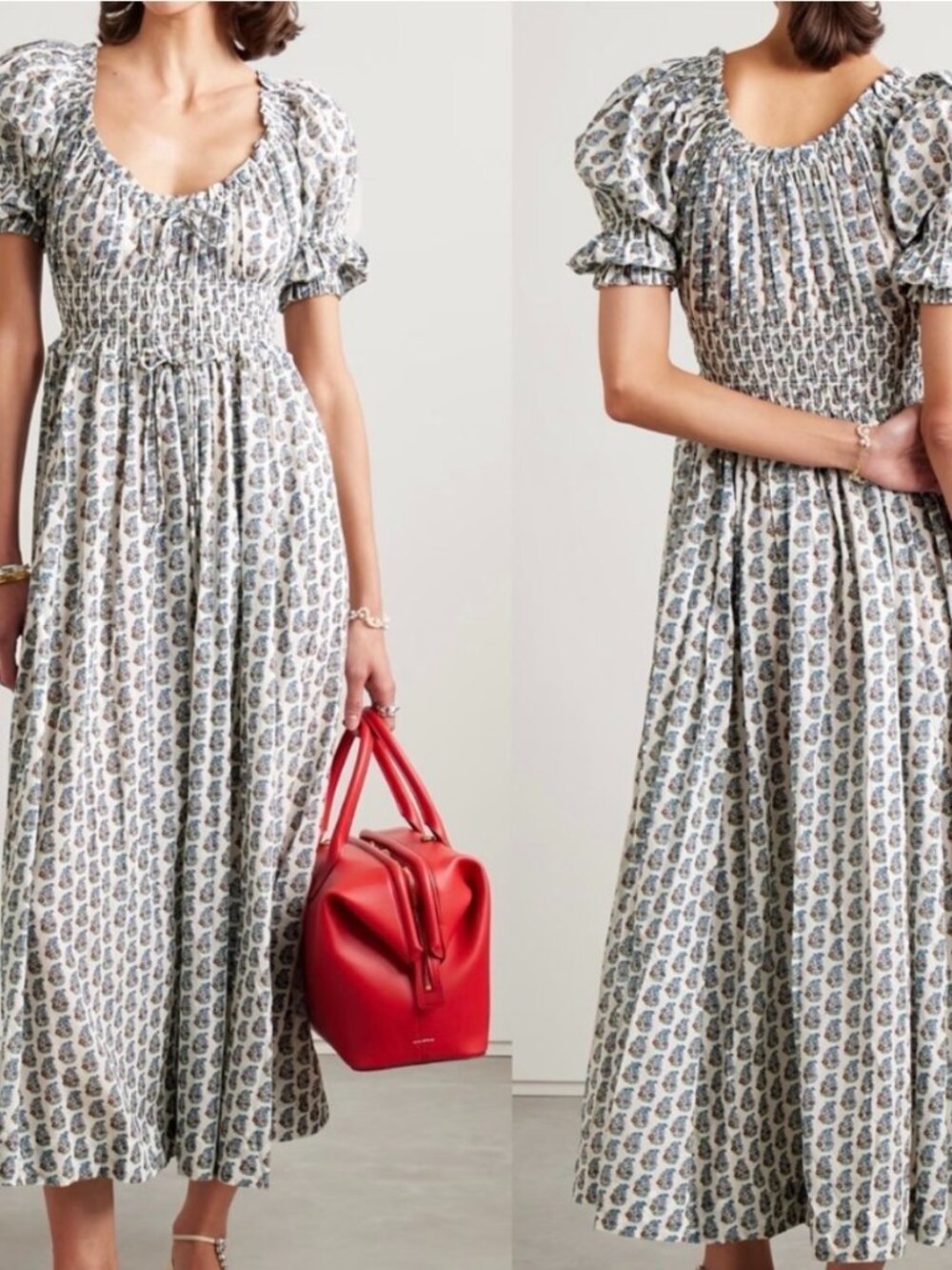 Doen Ischia Midi Dress Sea Salt Paisley Bouquet NWT M - Picture 4 of 5